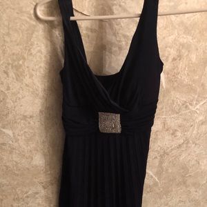 Navy  blue dress, with sequence button